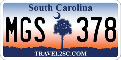 SC license plate MGS378