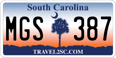 SC license plate MGS387