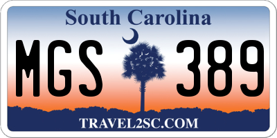 SC license plate MGS389