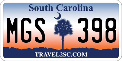 SC license plate MGS398