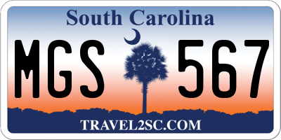 SC license plate MGS567