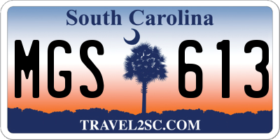SC license plate MGS613