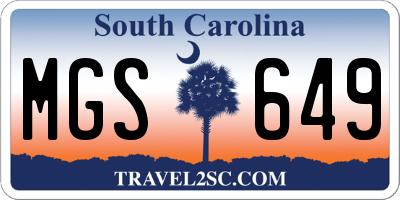 SC license plate MGS649