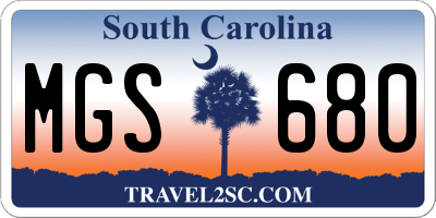 SC license plate MGS680