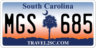 SC license plate MGS685