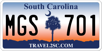 SC license plate MGS701
