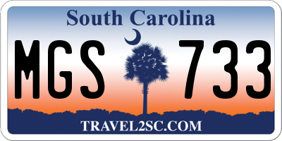 SC license plate MGS733