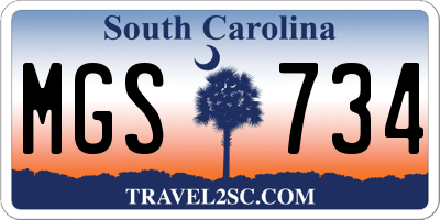 SC license plate MGS734