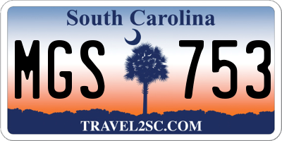 SC license plate MGS753