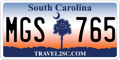 SC license plate MGS765