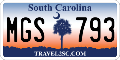 SC license plate MGS793