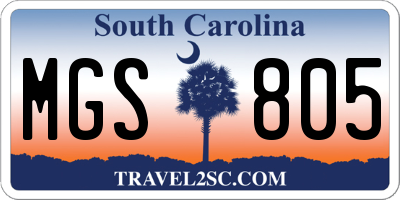 SC license plate MGS805
