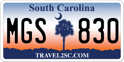 SC license plate MGS830