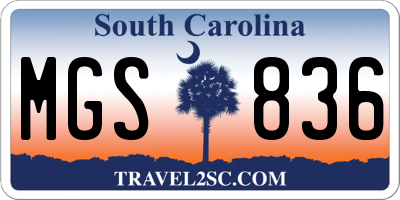 SC license plate MGS836