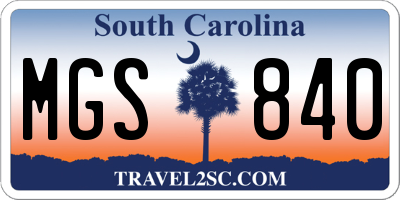 SC license plate MGS840