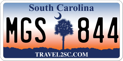 SC license plate MGS844