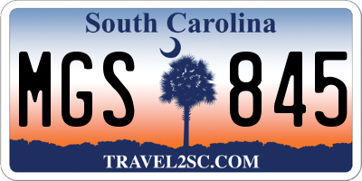 SC license plate MGS845