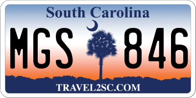 SC license plate MGS846