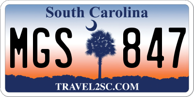 SC license plate MGS847