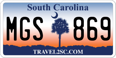 SC license plate MGS869
