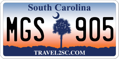 SC license plate MGS905