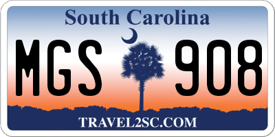 SC license plate MGS908