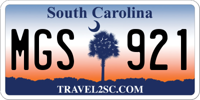 SC license plate MGS921