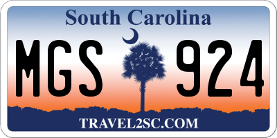SC license plate MGS924