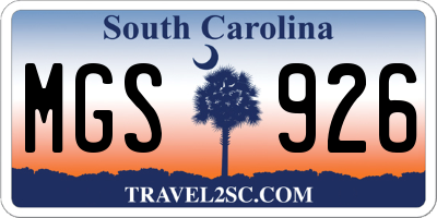 SC license plate MGS926
