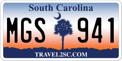 SC license plate MGS941