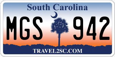 SC license plate MGS942