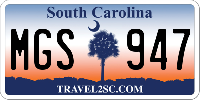 SC license plate MGS947