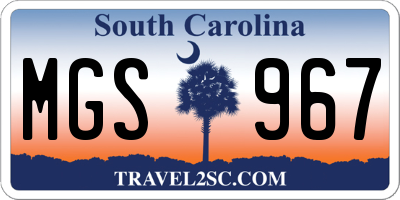 SC license plate MGS967