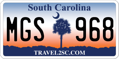 SC license plate MGS968