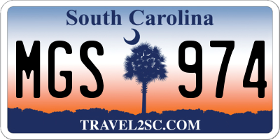 SC license plate MGS974