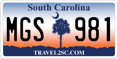 SC license plate MGS981