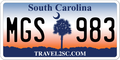 SC license plate MGS983