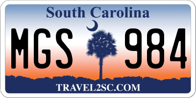 SC license plate MGS984