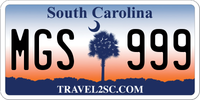 SC license plate MGS999