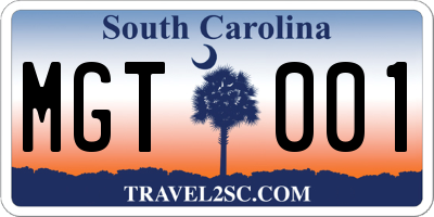 SC license plate MGT001