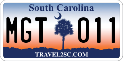 SC license plate MGT011