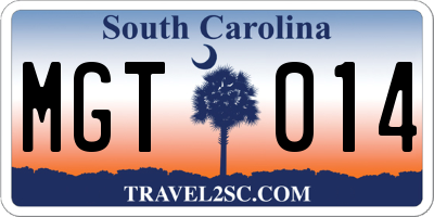 SC license plate MGT014