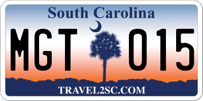 SC license plate MGT015
