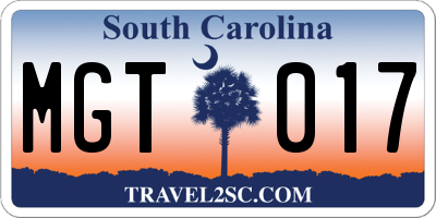 SC license plate MGT017