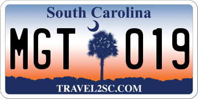 SC license plate MGT019