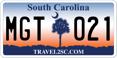 SC license plate MGT021