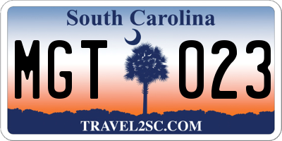 SC license plate MGT023