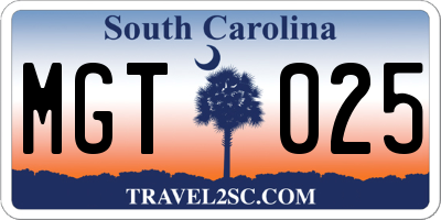 SC license plate MGT025