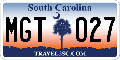 SC license plate MGT027