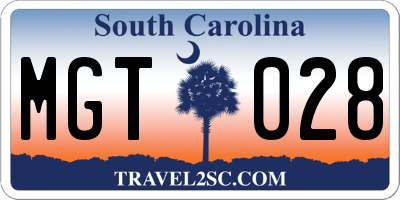 SC license plate MGT028